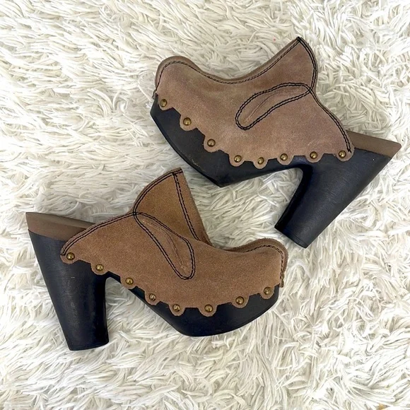 Flogg Suede Platforms Clogs Mules Size 8 - Picture 1 of 5